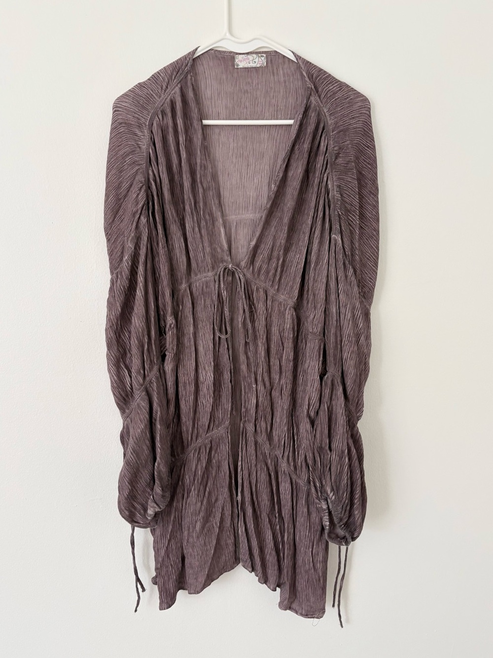 Free People Purple Mauve Juliet Front Tie Bohemian Tiered Kimono Duster One Size - Picture 4 of 10